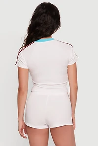 Glorious Graphic Short Sleeve V-Neck Crop Top