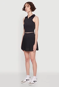 Womens Stylish Zip Front Jersey Mesh Back Polo Top, Black, Size M