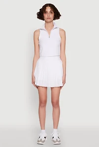 Womens Stylish Zip Front Jersey Mesh Back Polo Top, White, Size XL