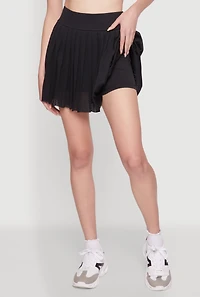 Womens Trendy Jersey Mesh High Waisted Pleated Skirt, Black, Size S