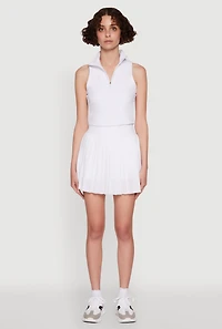 Womens Trendy Jersey Mesh High Waisted Pleated Skirt, White, Size M