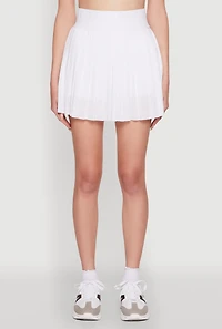 Womens Trendy Jersey Mesh High Waisted Pleated Skirt, White, Size M