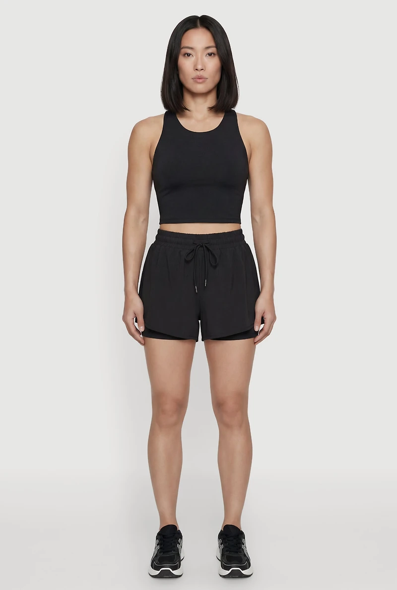 High Waisted Drawstring Running Shorts
