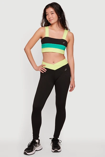 Faux Wrap Contrast Trim Waist Leggings