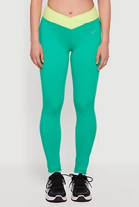 Faux Wrap Contrast Trim Waist Leggings