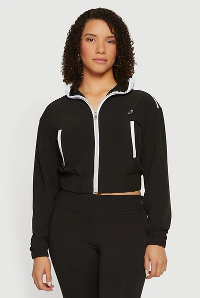 Contrast Trim Zip Front Cropped Track Jacket