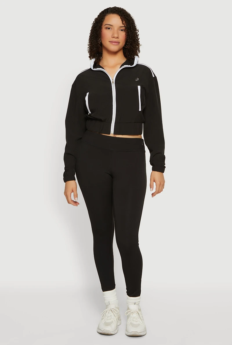 Contrast Trim Zip Front Cropped Track Jacket