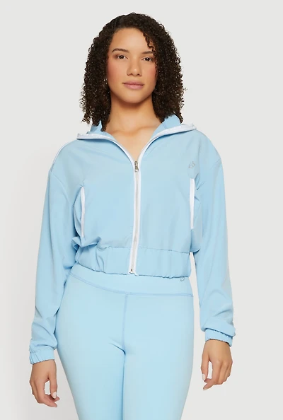 Contrast Trim Zip Front Cropped Track Jacket