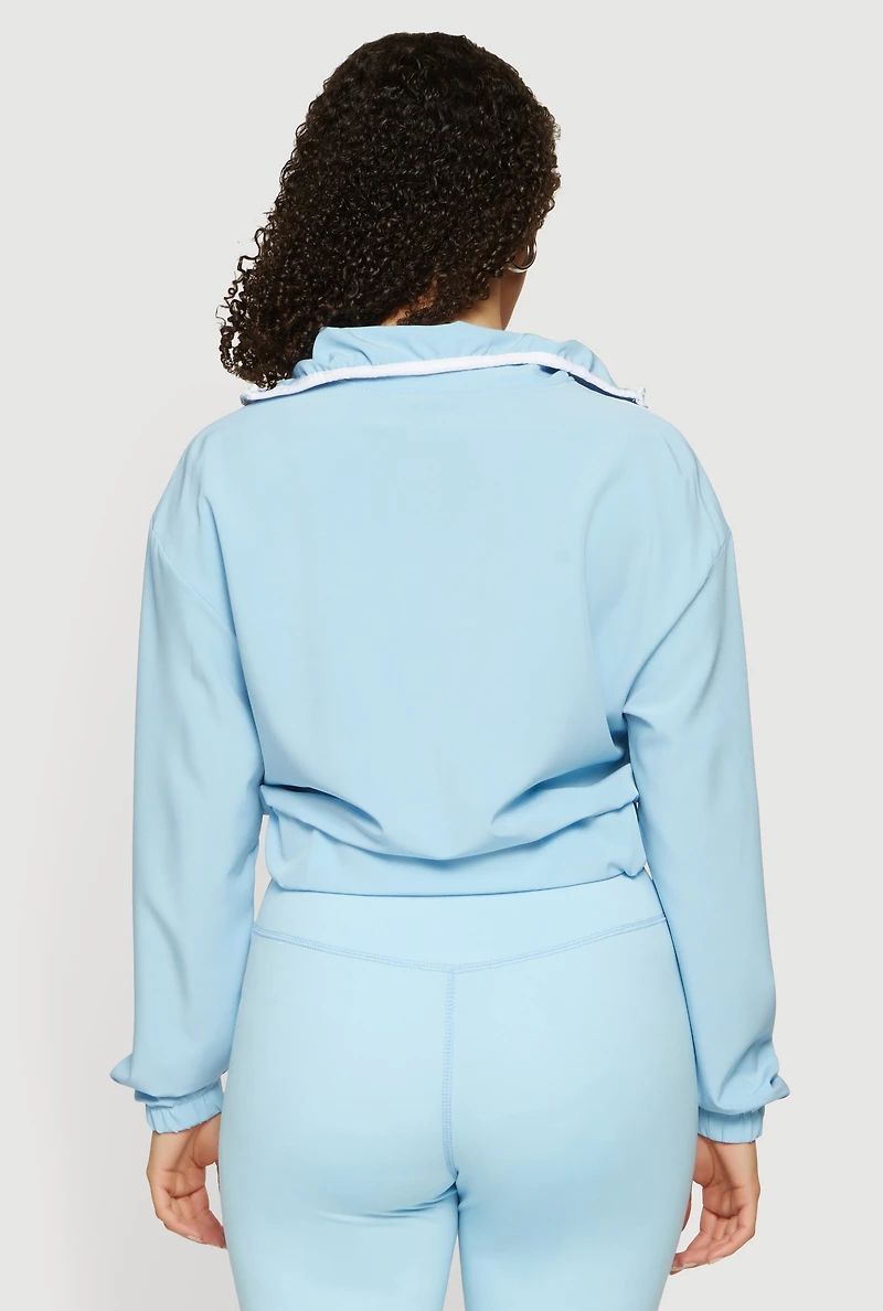 Contrast Trim Zip Front Cropped Track Jacket
