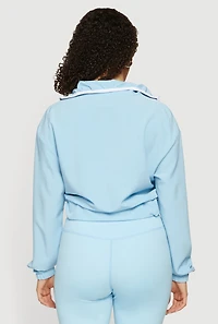 Contrast Trim Zip Front Cropped Track Jacket