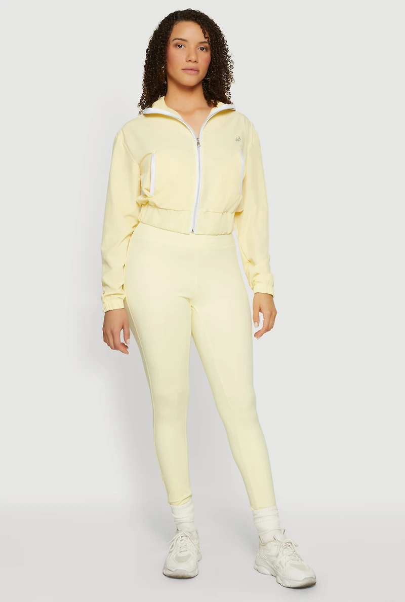 Contrast Trim Zip Front Cropped Track Jacket