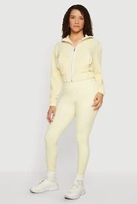 Contrast Trim Zip Front Cropped Track Jacket