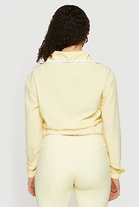 Contrast Trim Zip Front Cropped Track Jacket