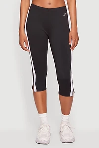Varsity Stripe Side Slit Capris Leggings