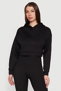 Solid Cropped Pullover Hoodie