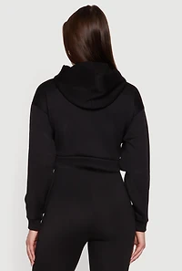 Solid Cropped Pullover Hoodie