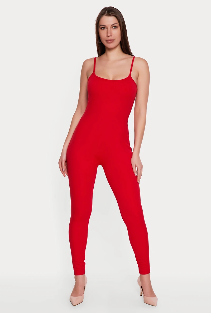 Solid Scoop Neck Cami Catsuit