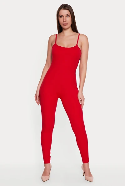 Solid Scoop Neck Cami Catsuit