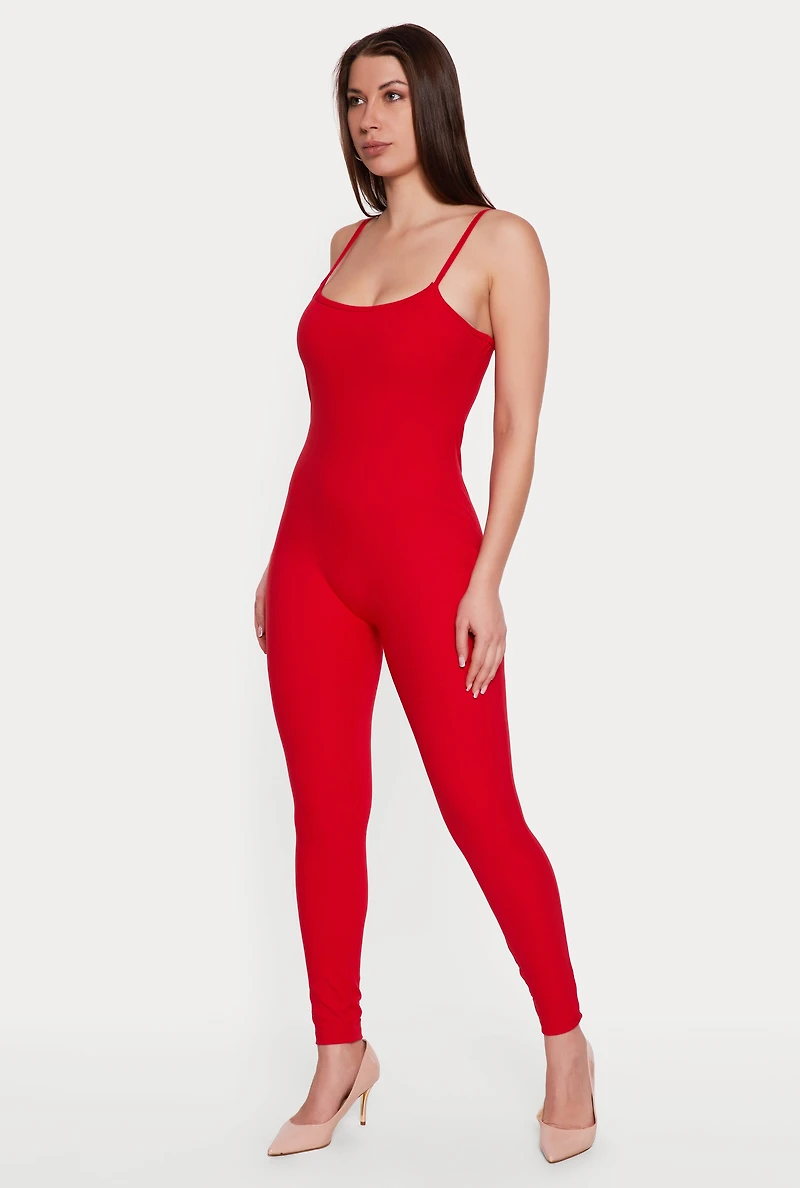 Solid Scoop Neck Cami Catsuit