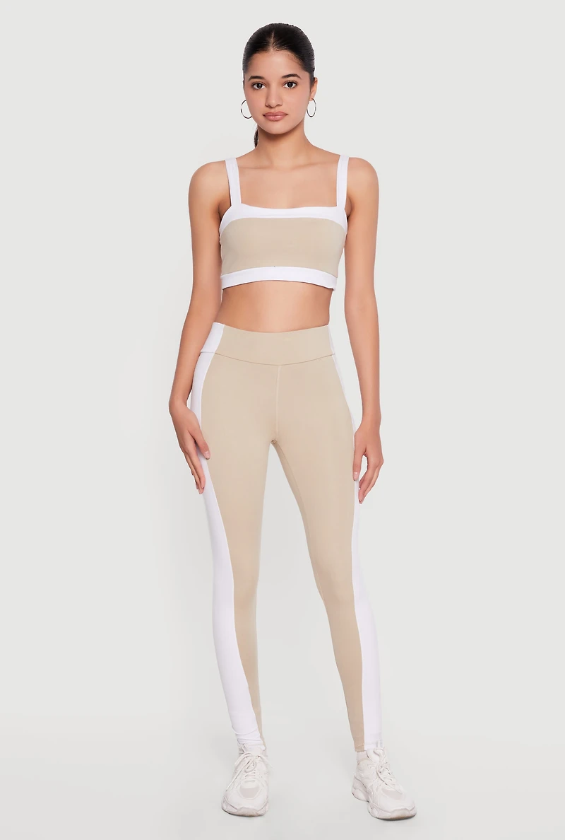 Contrast Trim Square Neck Crop Tank Top