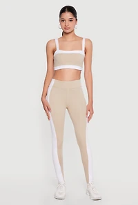 Contrast Trim Square Neck Crop Tank Top