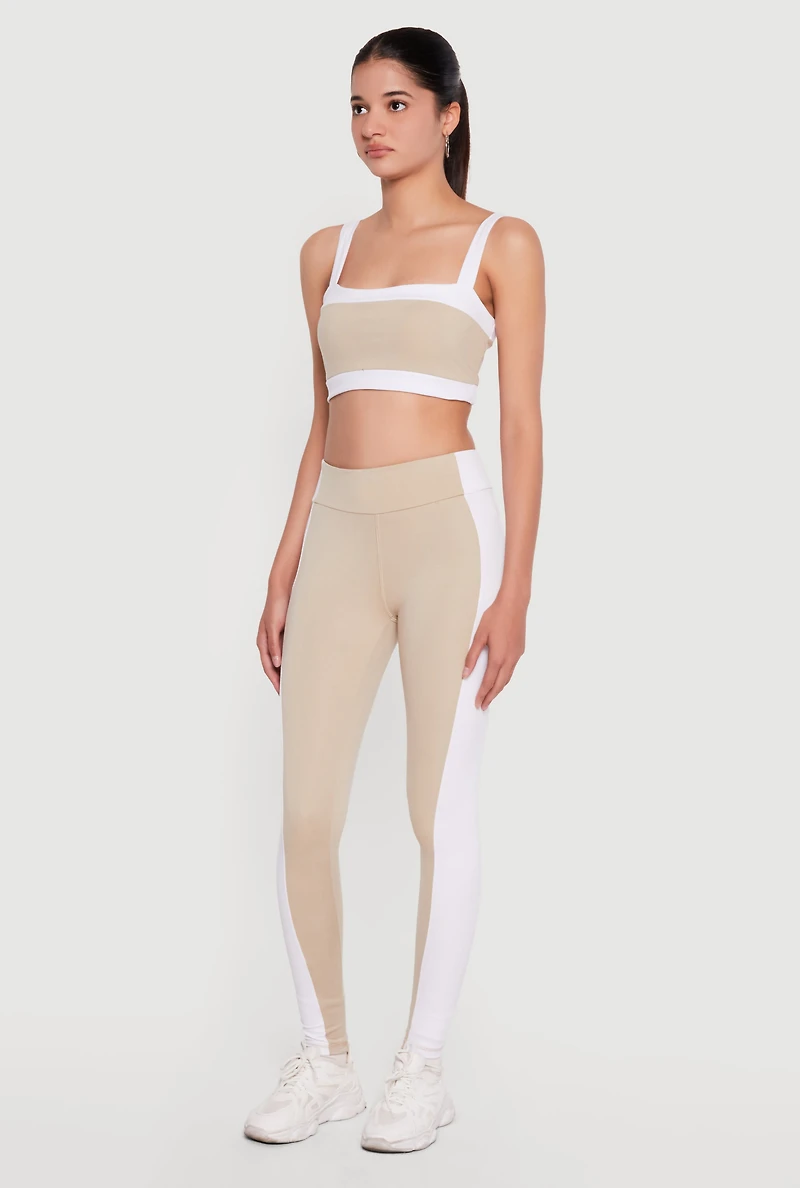 Contrast Trim Square Neck Crop Tank Top