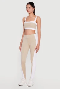 Contrast Trim Square Neck Crop Tank Top