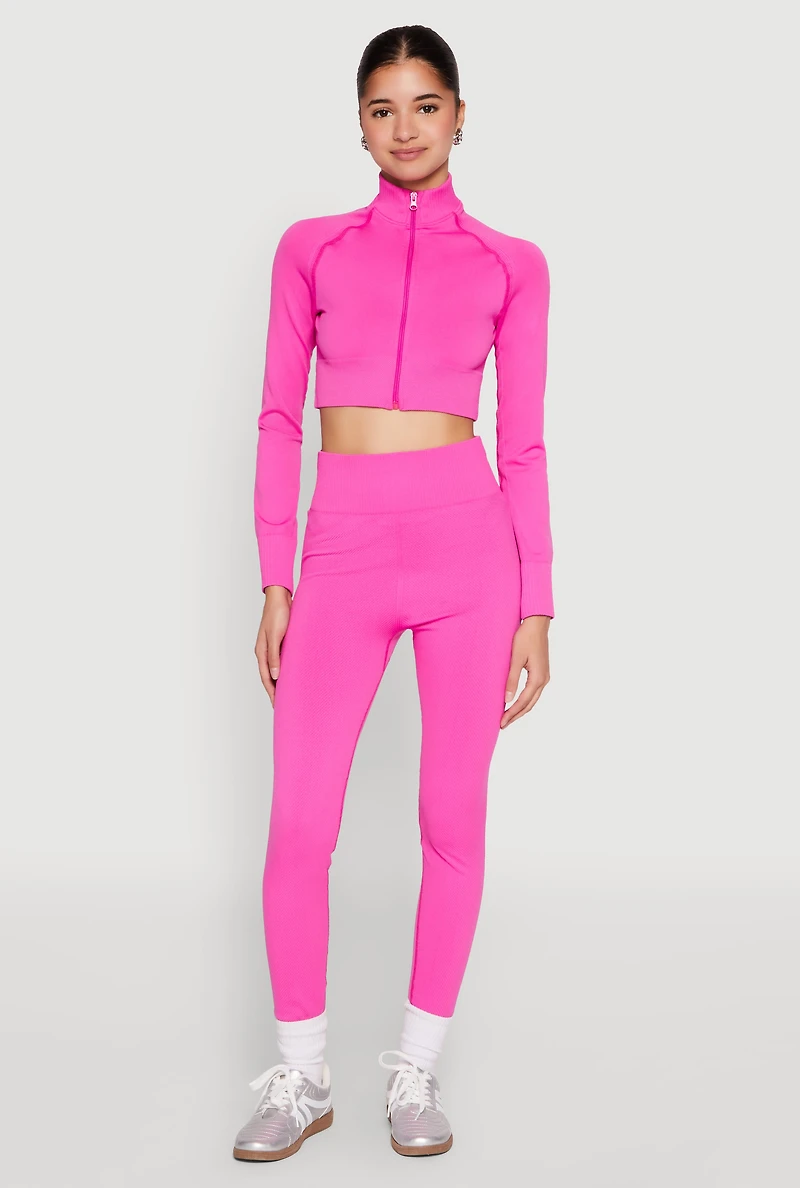 Seamless Mock Neck Zip Front Track Jacket