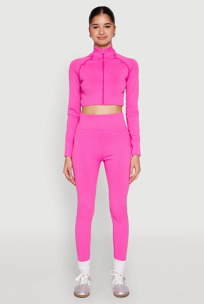 Seamless Mock Neck Zip Front Track Jacket