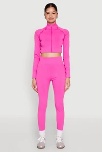 Seamless Mock Neck Zip Front Track Jacket