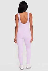 Solid Sleeveless Open Back Catsuit