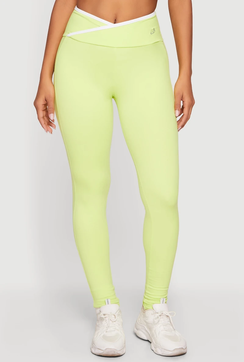 Contrast Trim Crossover Leggings