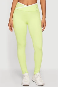 Contrast Trim Crossover Leggings