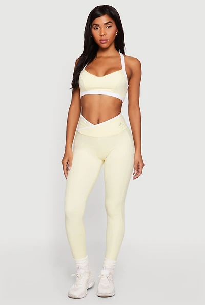 Contrast Trim Crossover Leggings