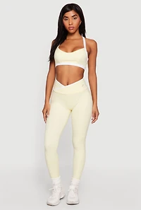 Contrast Trim Crossover Leggings