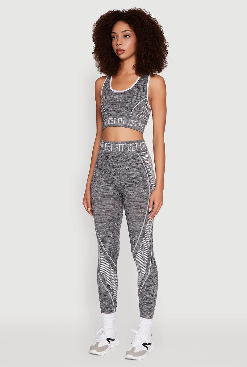 Womens Seamless Get Fit Graphic Cropped Racerback Tank Top, Grey, Size L-XL