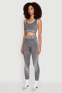 Womens Seamless Get Fit Graphic Cropped Racerback Tank Top, Grey, Size L-XL