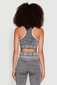 Womens Seamless Get Fit Graphic Cropped Racerback Tank Top, Grey, Size L-XL