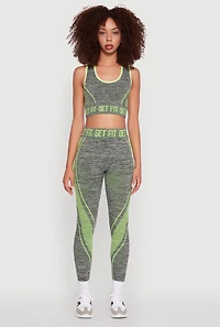 Womens Seamless Get Fit Graphic Cropped Racerback Tank Top, Grey, Size S-M