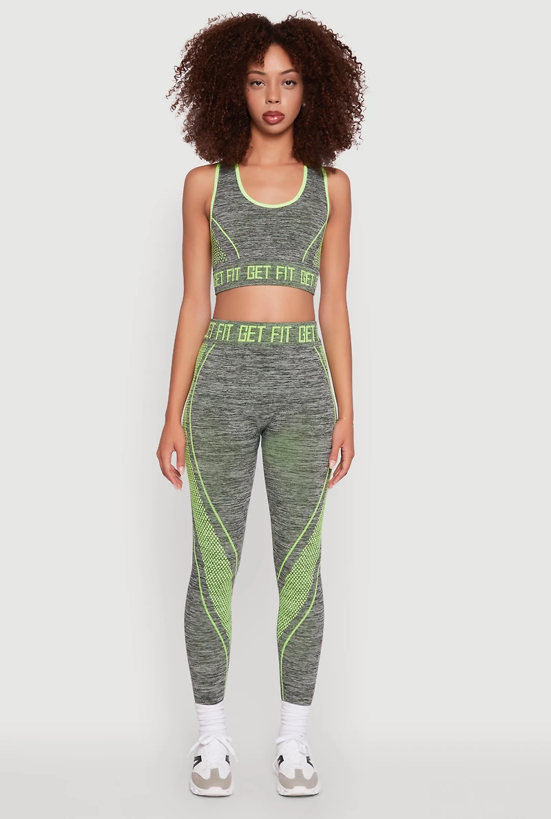 Womens Seamless Get Fit Graphic Cropped Racerback Tank Top, Grey, Size L-XL