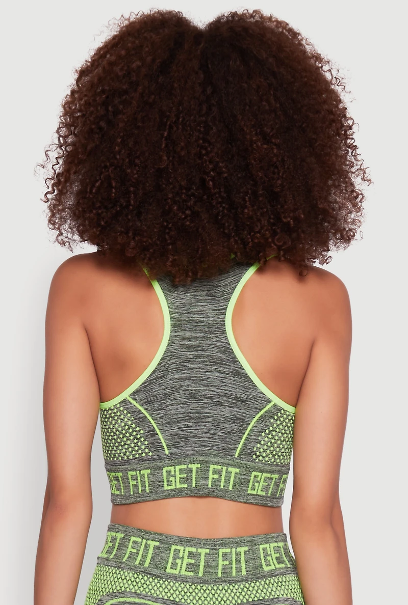 Womens Seamless Get Fit Graphic Cropped Racerback Tank Top, Grey, Size L-XL