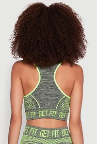 Womens Seamless Get Fit Graphic Cropped Racerback Tank Top, Grey, Size L-XL