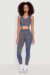 Womens Get Fit Graphic Print Marled High Waisted Leggings, Multi, Size S-M