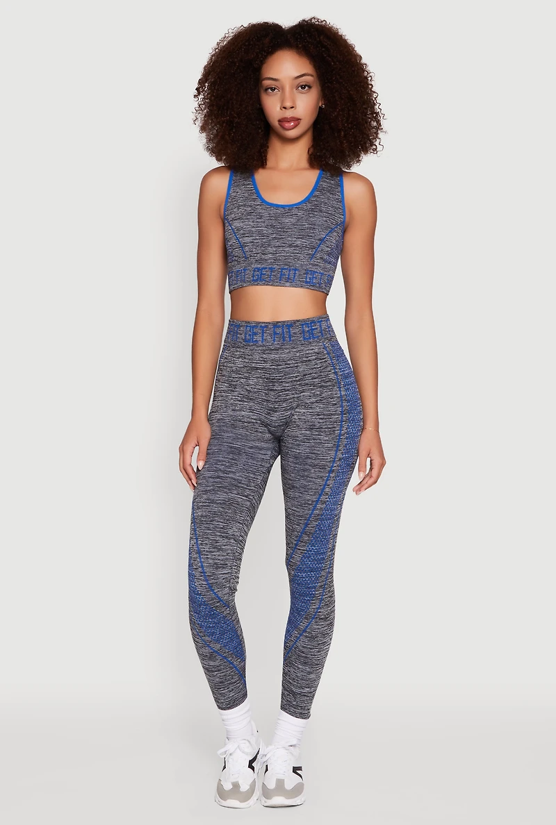 Get Fit Graphic Print Marled High Waisted Leggings