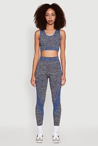 Womens Get Fit Graphic Print Marled High Waisted Leggings, Multi, Size S-M