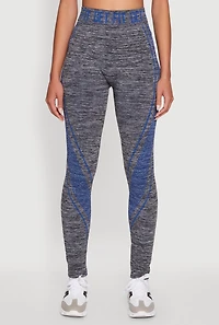 Womens Get Fit Graphic Print Marled High Waisted Leggings, Multi, Size S-M