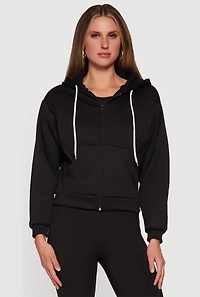 Hooded Zip Front Fleece Lined Sweatshirt