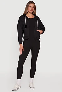 Hooded Zip Front Fleece Lined Sweatshirt