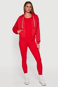 Hooded Zip Front Fleece Lined Sweatshirt