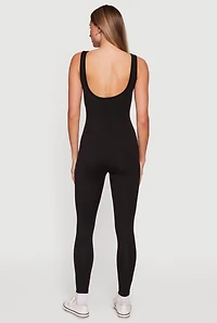 Solid Sleeveless Scoop Neck Catsuit